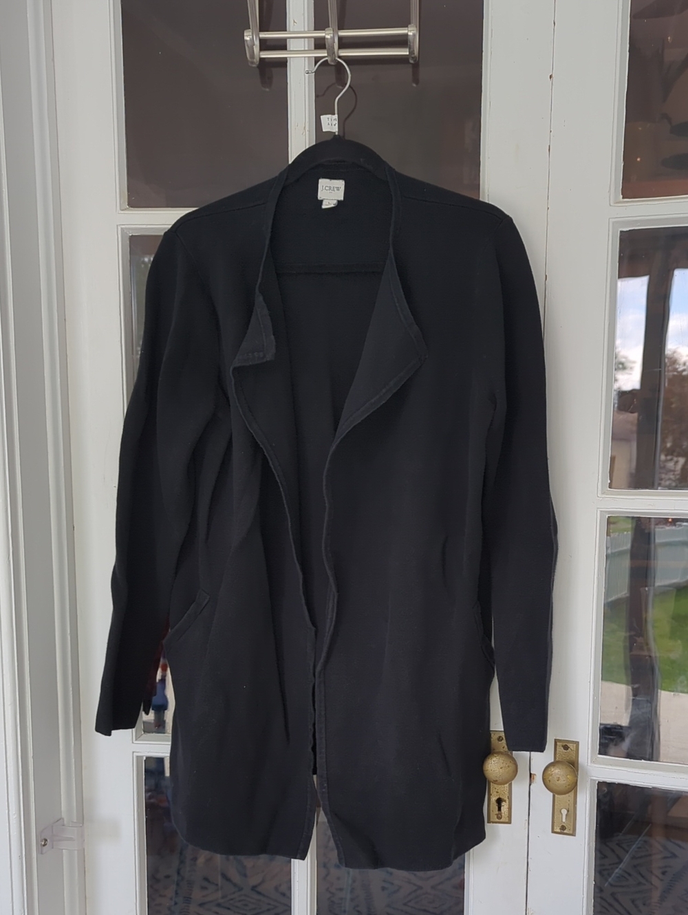 J. Crew -  Open-Front Cotton Sweater In Black